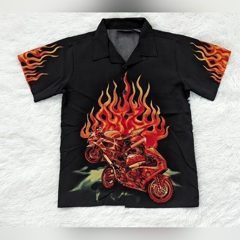 Boys No Boundaries Dirt Bike Button Down Shirt M(8-10) - Picture 4 of 11